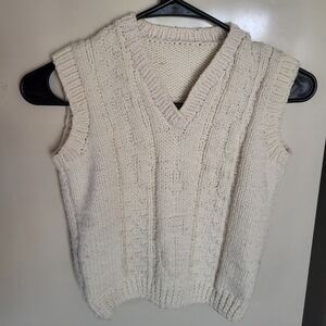 Handmade knit cream sweater vest